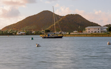 Fototapeta na wymiar View of yachts in Jolly Habour, Antigua and Barbuda, WI