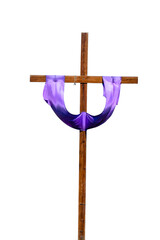 Crucifixo de páscoa com pano púrpura