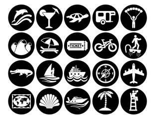 Vacation and travel icons set Pictogram business.