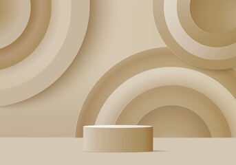 Obraz premium 3d background products display podium scene with geometric platform. background vector 3d rendering with podium. stand to show cosmetic products. Stage showcase on pedestal display beige studio