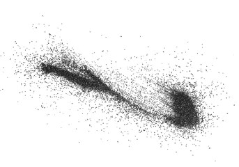 Black charcoal dust isolated on a white background, top view. Gunpowder.