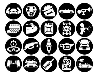 Car icons set for web design and user interface vector.