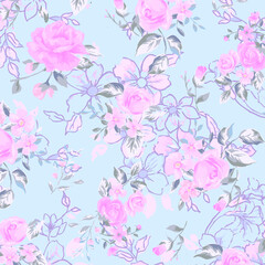 Elegant floral pattern in small colorful flowers. Liberty style. Floral seamless background for fashion prints. Ditsy print. Seamless vector texture. Spring bouquet. - 422125437