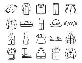 Clothes Set vector line icons with open path elements for mobile concepts and web apps. Collection modern infographic logo and pictogram.