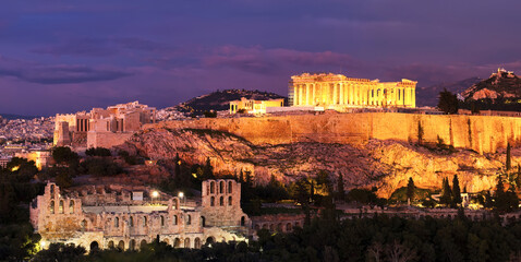 Panorama of Athens with Acropolis hill, Greece.