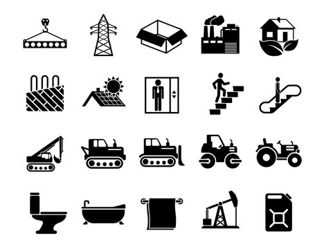 Simple construction icons set. Universal construction to use for web and mobile UI