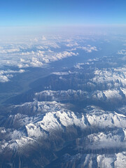 View of mountains from airplane