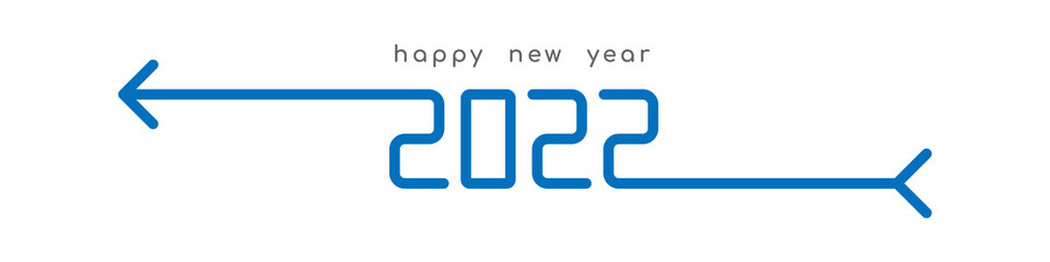 Flat icon happy new year 2022 composition of numbers and arrow