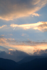 sunset over the mountains,nature, cloud, landscape,evening,sunlight, beauty, dusk, light, cloudscape,