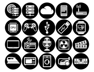 Set vector icons in flat design technology smart city house internet of things online payment. Elements for mobile concepts. Collection modern infographic logo and pictogram.