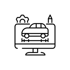 Industrial design black line icon. Pictogram for web page, mobile app, promo.