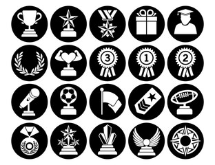 Medals icons. Trophy and prize symbol icon on white background vector illustration.