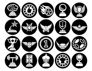 Medals icons. Trophy and prize symbol icon on white background vector illustration.