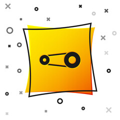 Obraz premium Black Timing belt kit icon isolated on white background. Yellow square button. Vector