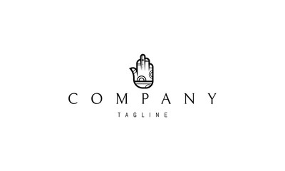 Vector logo on which an abstract image of a palm with henna drawings.