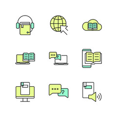 e-learning set icon, isolated e-learning set sign icon, vector illustration