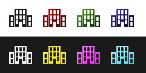 Set House icon isolated on black and white background. Home symbol. Vector