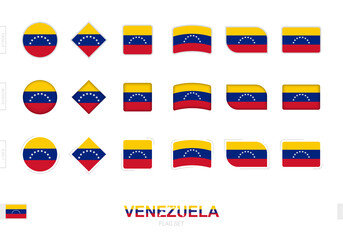 Venezuela flag set, simple flags of Venezuela with three different effects.