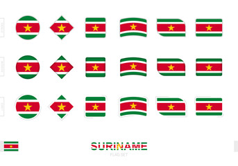 Suriname flag set, simple flags of Suriname with three different effects.