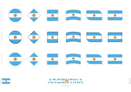 Argentina flag set, simple flags of Argentina with three different effects.