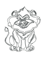 Happy cartoon lion within Illustration, you can add color by your choice and also for made a coloring guide for kids