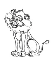 Happy cartoon lion within Illustration, you can add color by your choice and also for made a coloring guide for kids