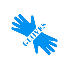 Blue medical latex rubber gloves. Vector logo. Clipart, illustration on a blank white background.