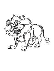 Happy cartoon lion within Illustration, you can add color by your choice and also for made a coloring guide for kids