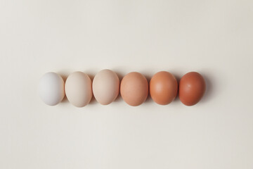 Natural colored gradient easter eggs line. Minimal Easter concept.
