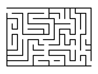 Abstract maze. Find right way. Isolated simple square maze black line on white background. Vector illustration.