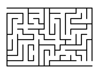 Abstract maze. Find right way. Isolated simple square maze black line on white background. Vector illustration.