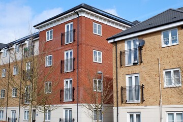 Fototapeta na wymiar Modern urban apartment blocks in Watford, Hertfordshire, UK