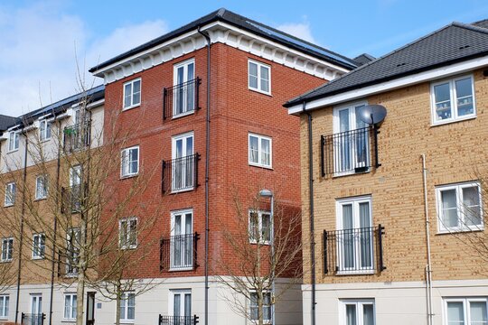 Modern urban apartment blocks in Watford, Hertfordshire, UK