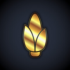 Gold Corn icon isolated on black background. Vector