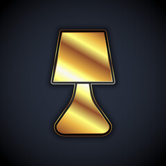 Gold Table lamp icon isolated on black background. Desk lamp. Vector