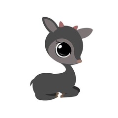 Little goat cub. Isolated object on a white background. Cheerful kind animal child. Cartoons flat style. Funny. Vector