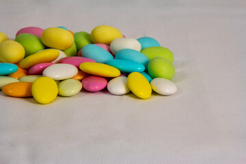 Easter multi colored almonds pile