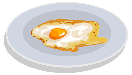 Fried Egg On Plate stock illustration