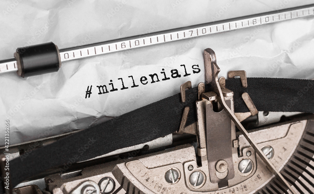 Fototapete text millenials typed on retro typewriter