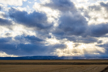 Epic clouds over a field