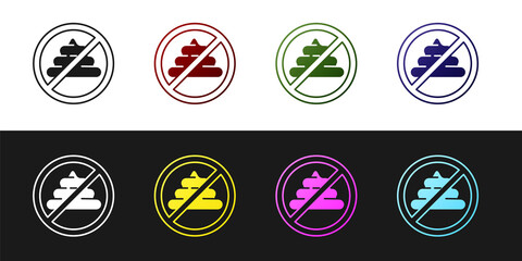 Set No shit icon isolated on black and white background. Vector