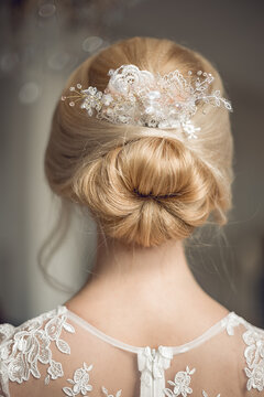 Close-up image of wedding bun hairstyle