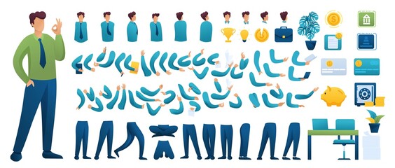 Constructor for creating a Businessman N7. Create your own Businessman character with a Set of hands and feet. Flat 2D characters