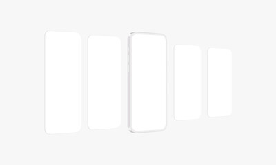 Clay Smartphone Mockup With Blank App Screens, Side Perspective View. Vector Illustration