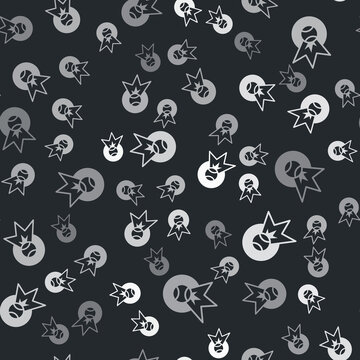 Grey Baseball ball icon isolated seamless pattern on black background. Vector