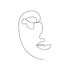 Continuous line, drawing of set faces and hairstyle, fashion concept, woman beauty minimalist, illustration