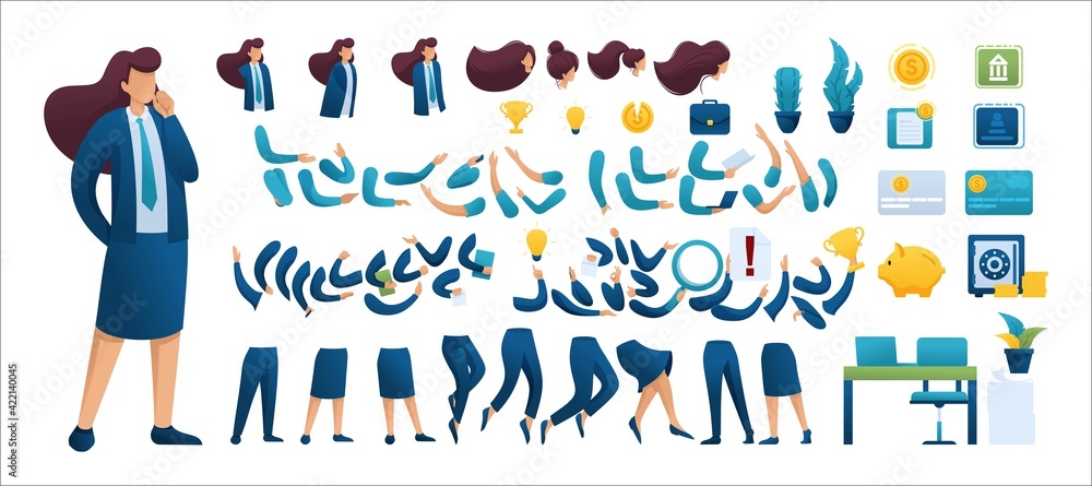 Aufkleber constructor for creating a businesswoman n3. create your own businessman character with a set of han