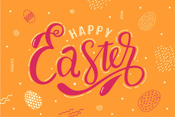 Colorful Happy Easter hand written composition. Greeting card text template. Happy Easter lettering modern calligraphy style