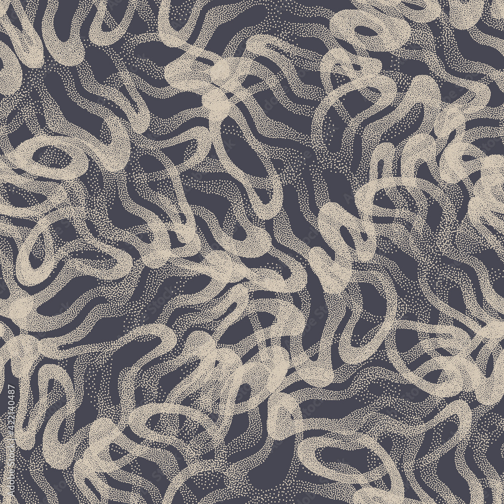 Poster trendy seamless pattern stippled tangled lines texture vector retro colors abstract background. hand