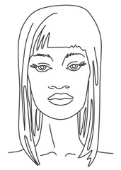 Line drawing face aesthetic contour. Abstract woman portrait. Sketch Vector illustration